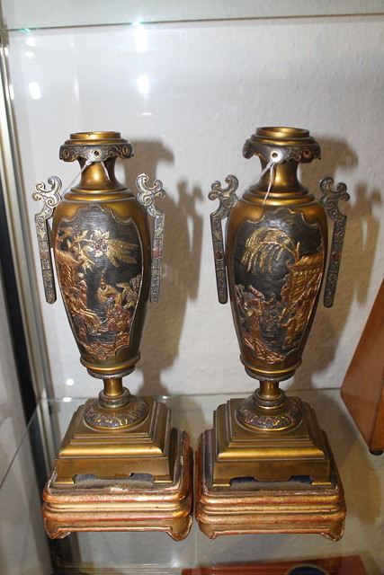 Appraisal: A PAIR OF JAPANESE GILT VASES of baluster form with