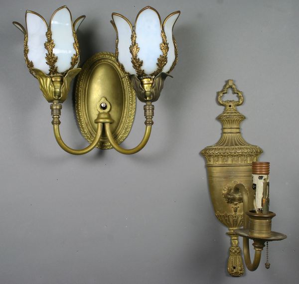 Appraisal: Two brass sconces larger h x w x d EST