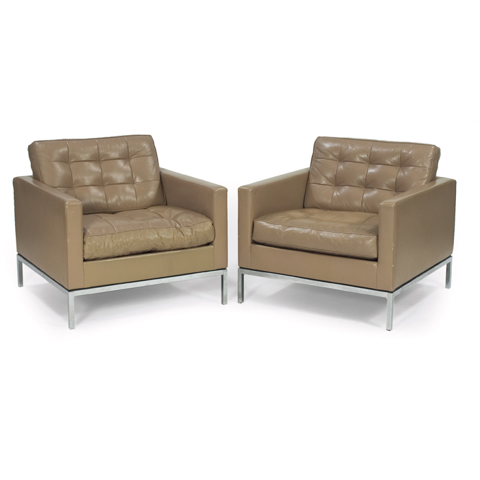 Appraisal: Florence Knoll lounge chairs pair by Knoll Associates tufted seats