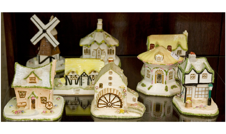 Appraisal: Collection Of Eight Coalport China Cottages Comprising The Crooked Cottage