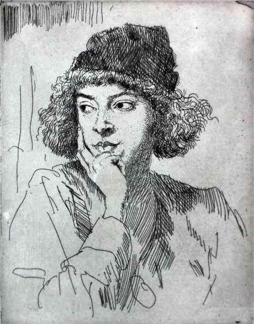 Appraisal: Augustus Edwin John - - Etching - Shoulder length portrait