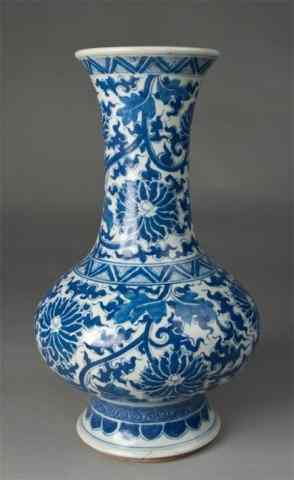 Appraisal: Chinese Blue and White Porcelain VaseLarge vase decorated with chrysanthemum's