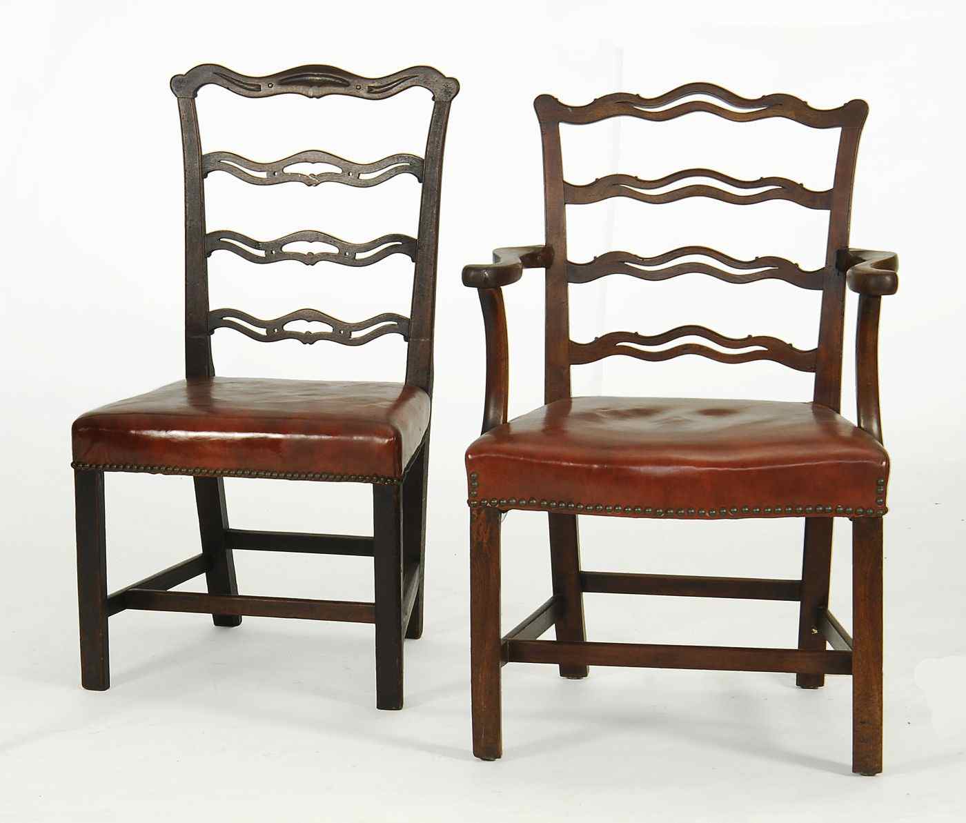 Appraisal: TWO ANTIQUE CHIPPENDALE CHAIRS th CenturyIn mahogany with pierced carved