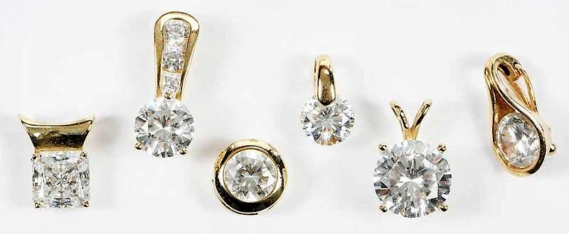 Appraisal: Six kt Pendants assorted cut cubic zirconia all stamped K