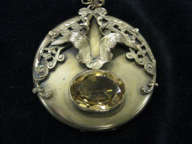 Appraisal: Victorian Gold-Filled Locket Art Nouveau style large citrine colored oval