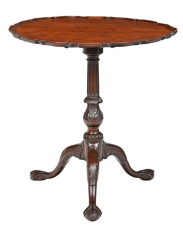 Appraisal: Fine Chippendale Carved Mahogany Tea Table probably Irish circa single