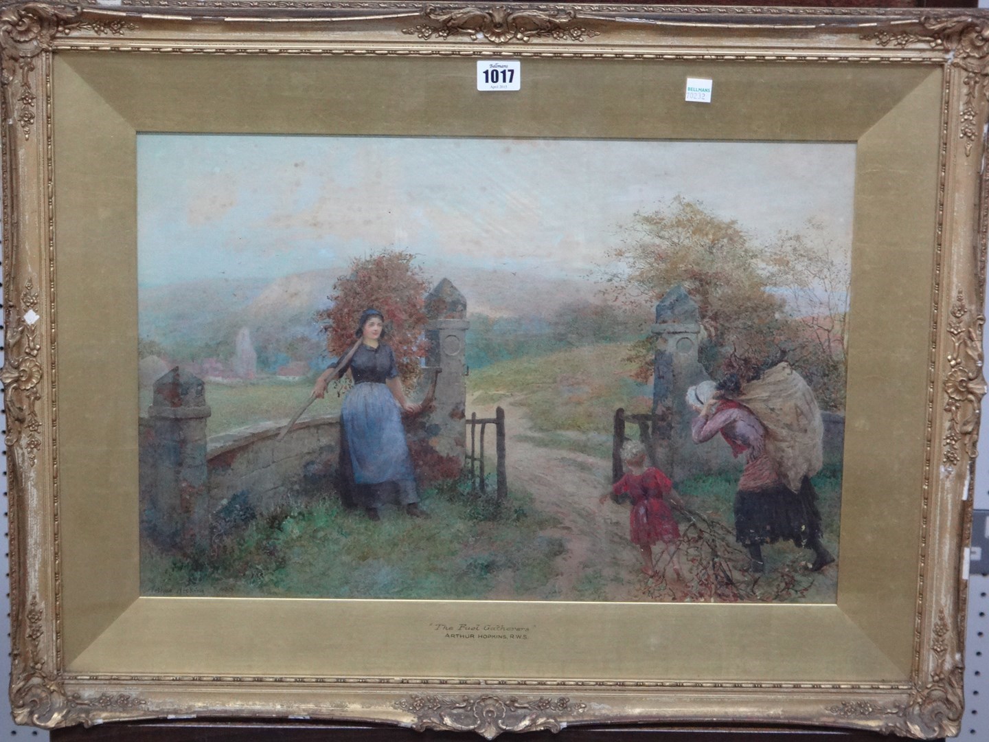 Appraisal: Arthur Hopkins - The Fuel Gatherers watercolour signed cm x