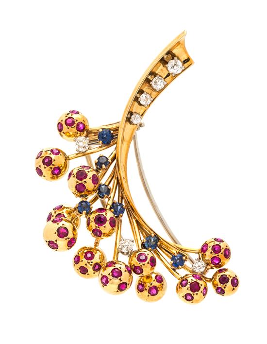 Appraisal: Sale Lot A Retro Yellow Gold Platinum Ruby Diamond and