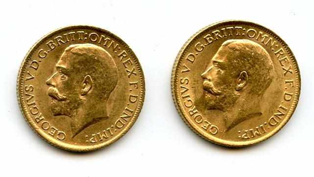 Appraisal: Great Britain George V Sovereigns KM- One appears Uncirculated the