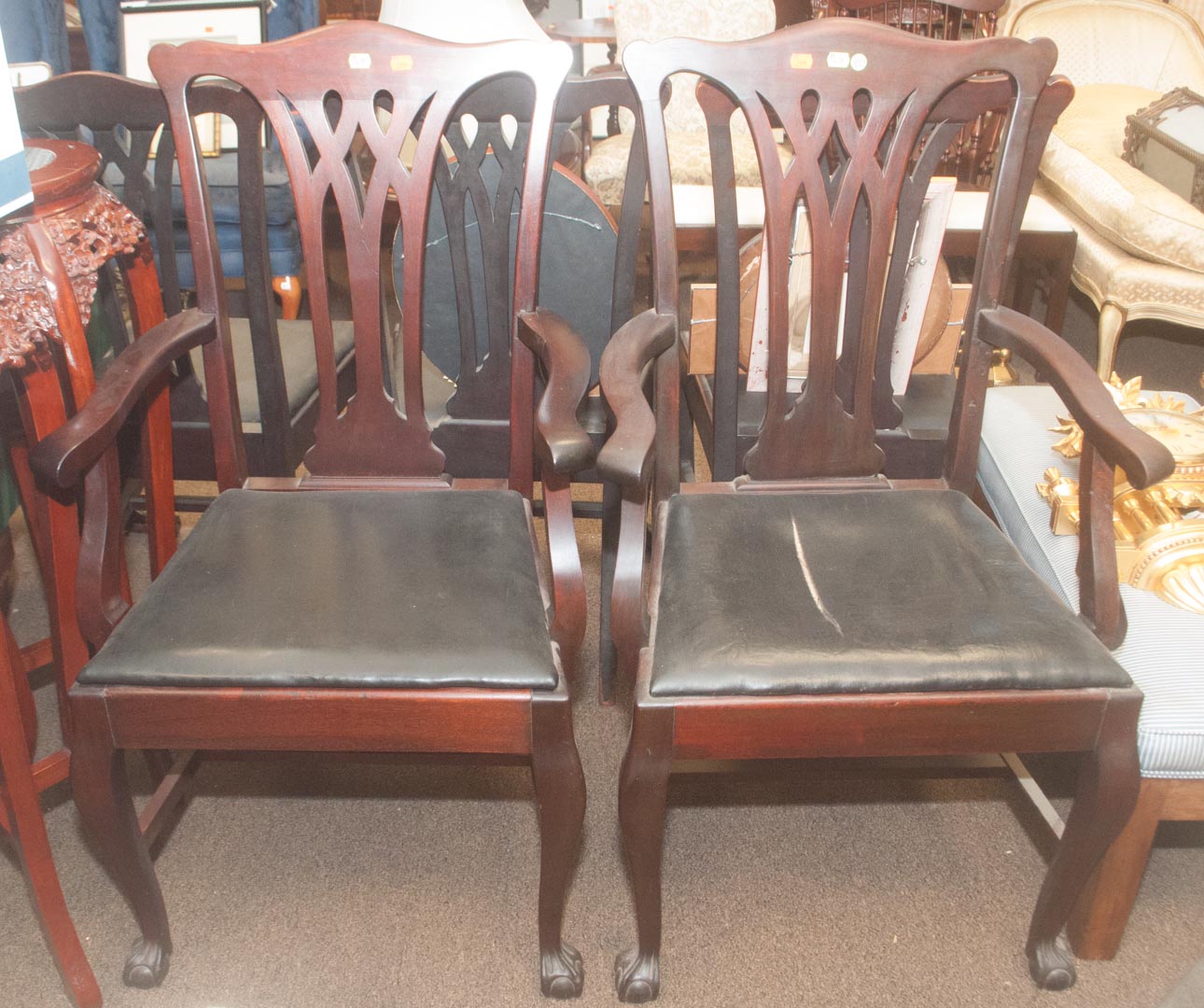 Appraisal: Five Chippendale style dining chairs Undernumber