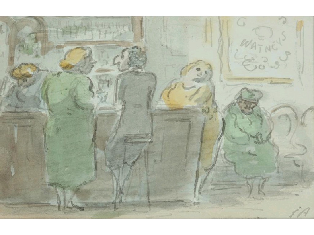 Appraisal: EDWARD ARDIZZONE Figure at a bar monogrammed EA watercolour x