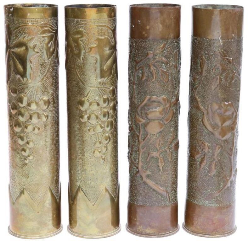 Appraisal: lot of French WWI-era trench art vases fashioned from artillery