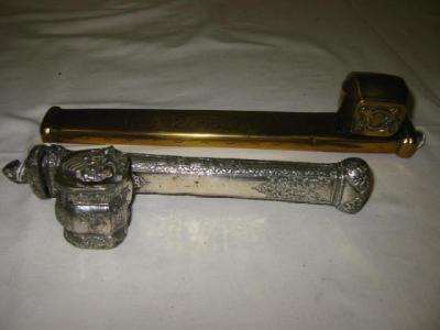 Appraisal: AN ISLAMIC WHITE METAL SCRIBES CASE of elongated rectangular form