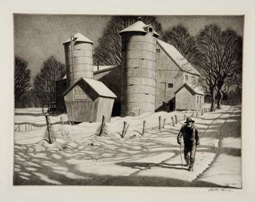 Appraisal: MARTIN LEWIS Grandpa Takes a Walk Drypoint and sand ground