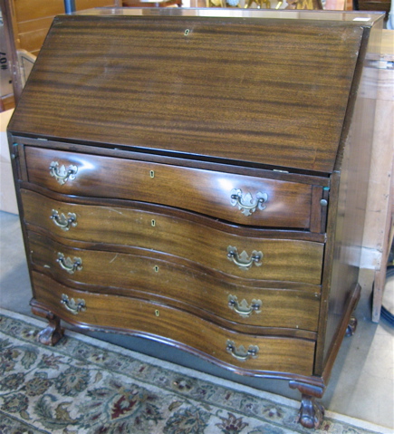 Appraisal: CHIPPENDALE STYLE MAHOGANY SLANT-FRONT SECRETARY American mid th century the