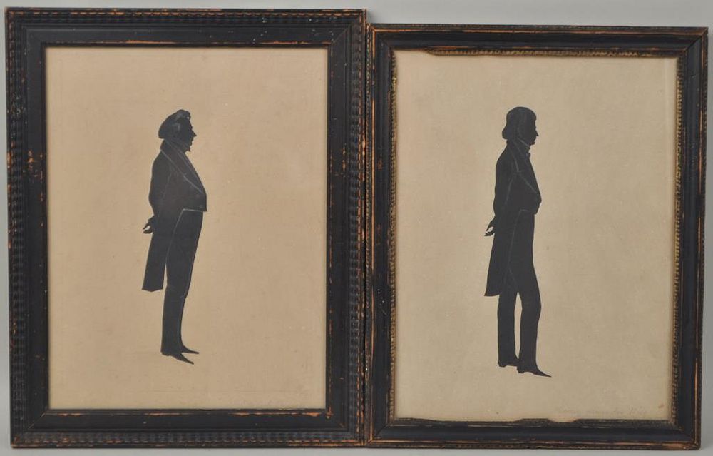 Appraisal: Pair Framed Full Figure Silhouettes one titled Joel Robert Poinsett