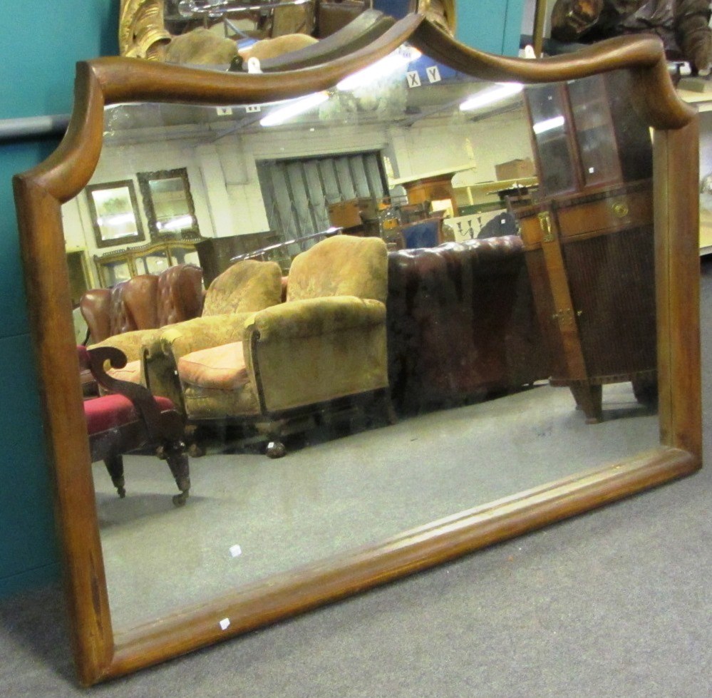 Appraisal: A th century grained oak overmantel mirror of shaped rectangular