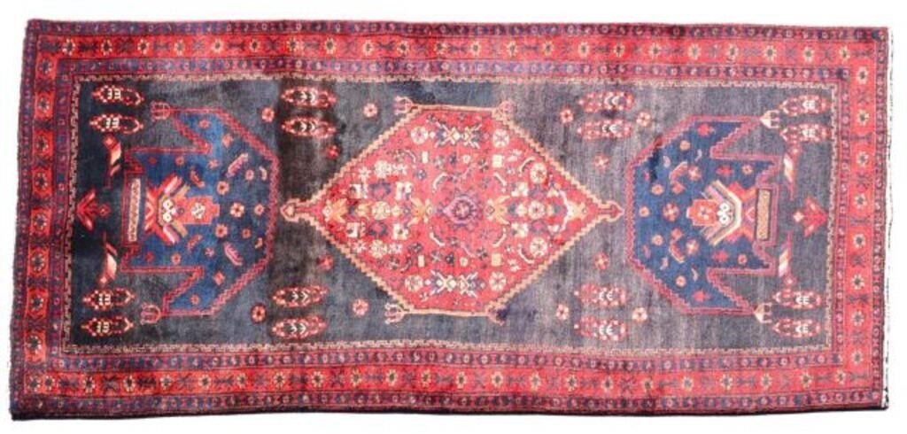 Appraisal: Hand-tied Persian Bijar rug some small patch repairs approx '