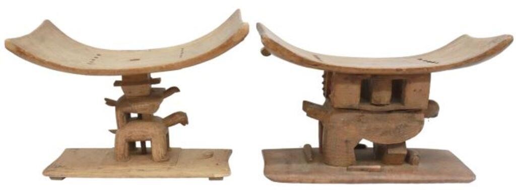 Appraisal: lot of African carved wood stools likely of the Asante