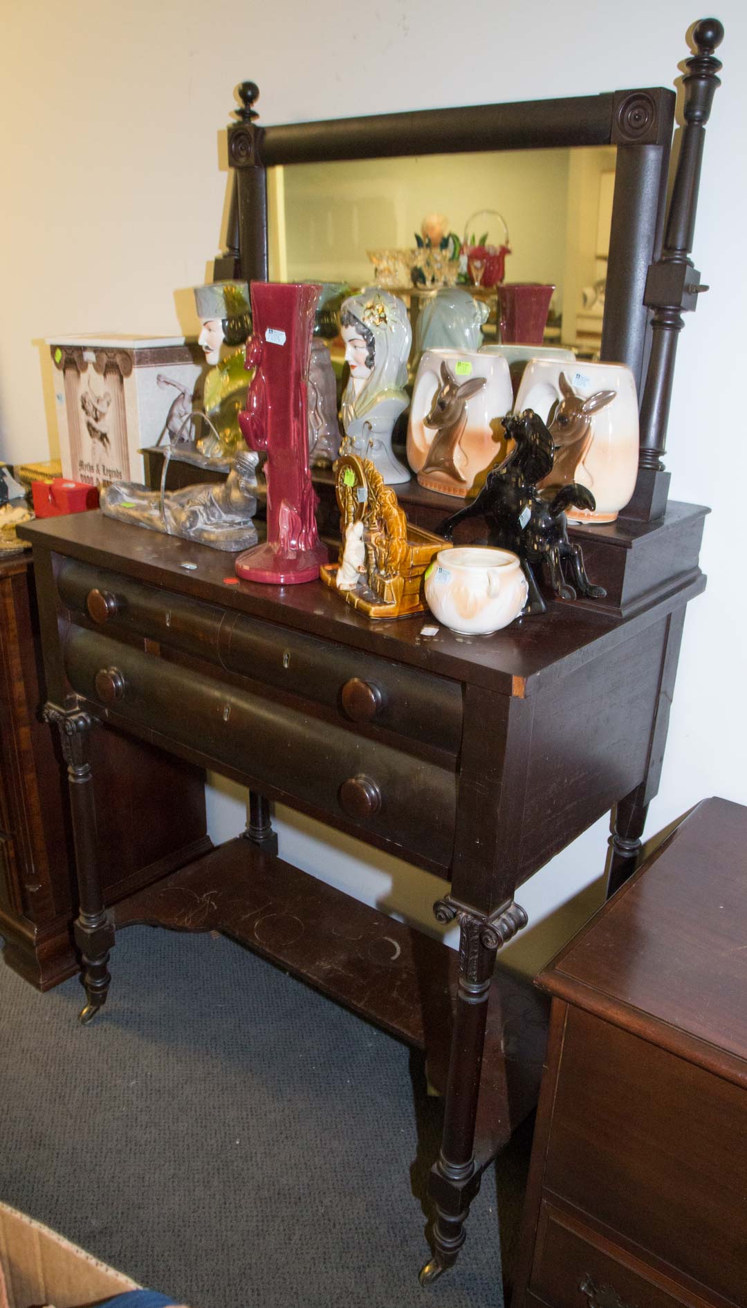 Appraisal: Mahogany chest of drawers with mirror