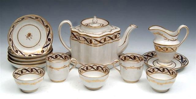 Appraisal: A NEW HALL PART TEA SERVICE pattern number with blue