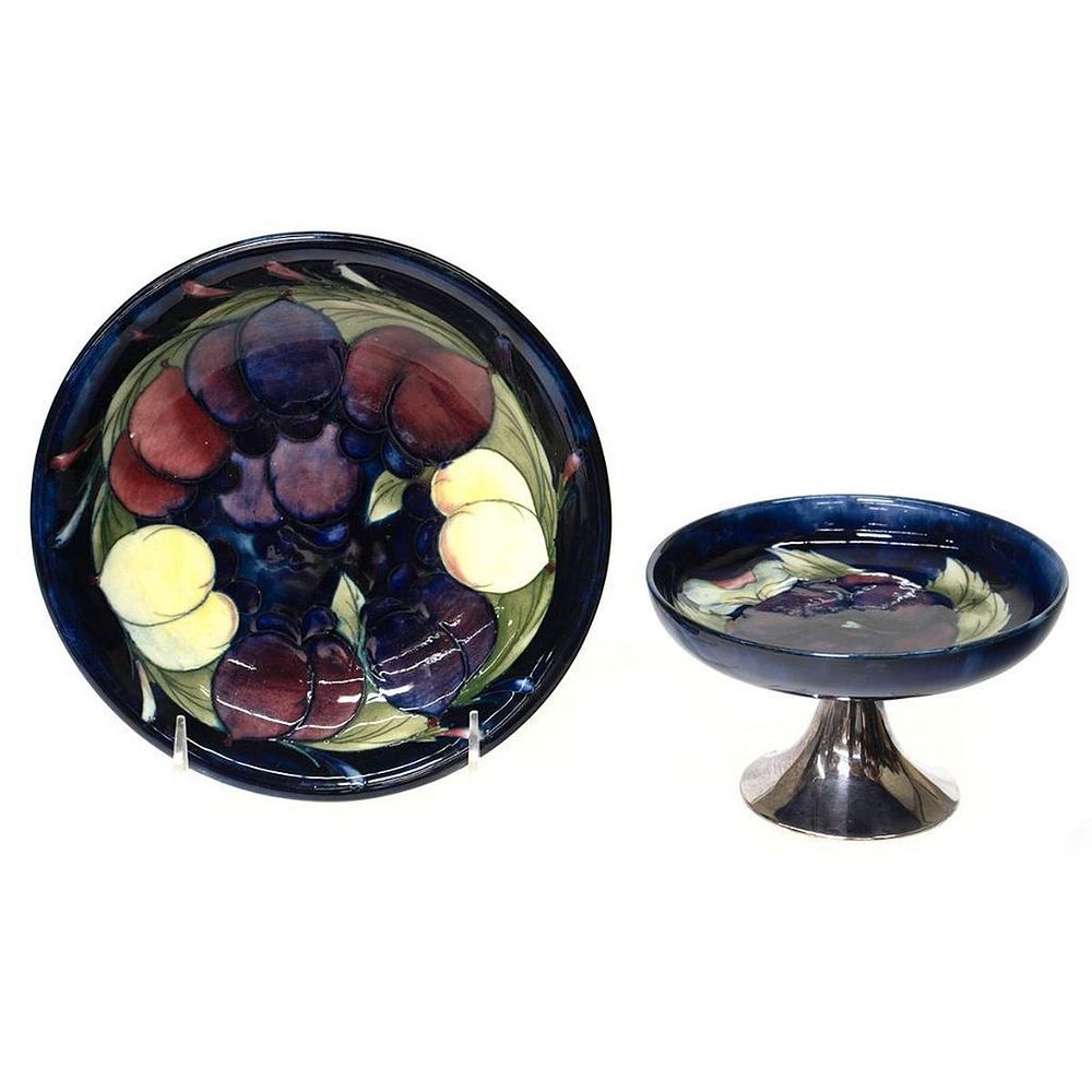 Appraisal: Moorcroft Pottery Plate with Plum decoration and bowl with Pansy