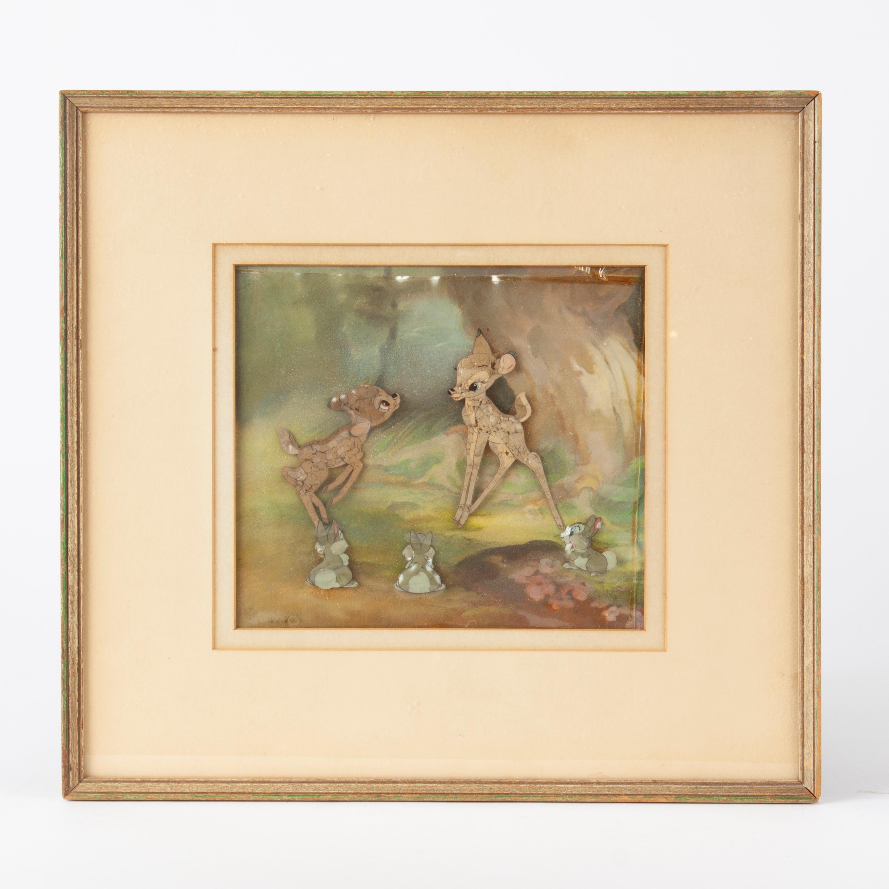 Appraisal: ORIGINAL BAMBI ANIMATION CEL ON KEY MASTER BACKGROUND An original