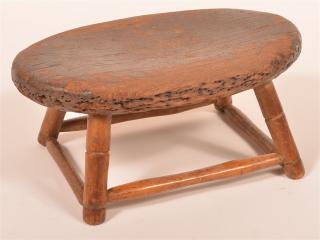 Appraisal: Pennsylvania Early th Century Windsor Stool Oval top bamboo top