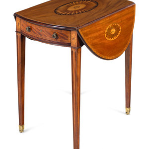 Appraisal: A George III Mahogany Satinwood and Marquetry Pembroke Table Circa