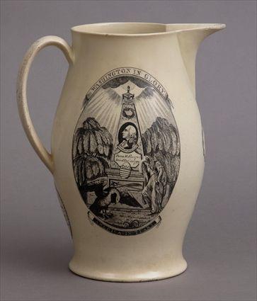 Appraisal: LIVERPOOL TRANSFER-PRINTED BALUSTER-FORM CIDER JUG With views of Washington's tomb