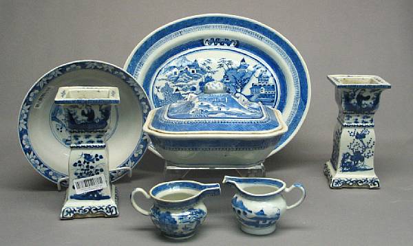 Appraisal: An assembled group of Canton blue and white export porcelains