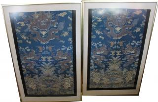 Appraisal: Pair of Large Chinese Embroidered Panels Pair of Large Chinese