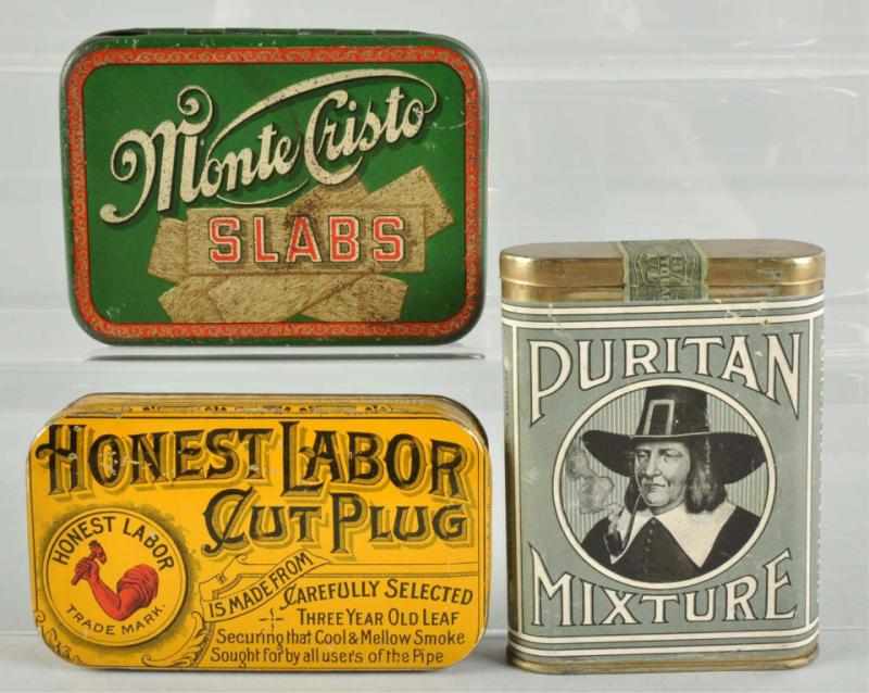 Appraisal: Lot of Pocket Tobacco Tins Description Includes Puritan Mixture Monte