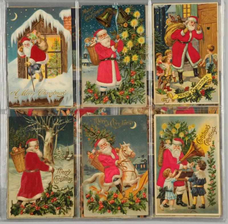 Appraisal: Lot of Santa Postcards Includes with red velvet coats Many