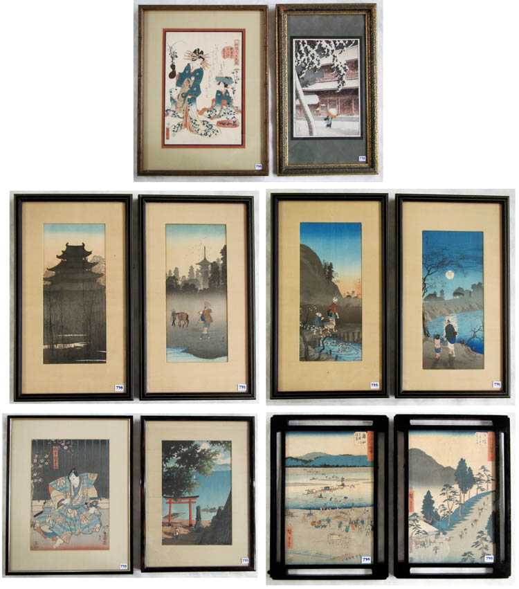 Appraisal: TEN JAPANESE WOODCUTS INCLUDING two by Kawase Hasui - Tokyo