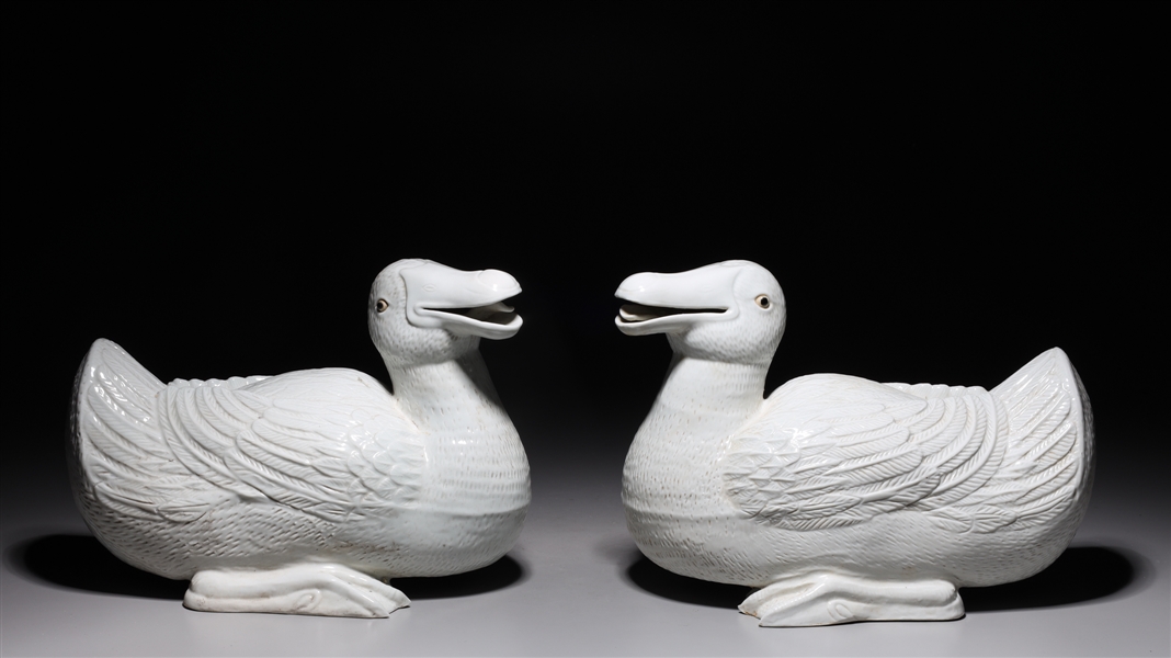 Appraisal: Pair of Chinese white glazed porcelain ducks each with seal