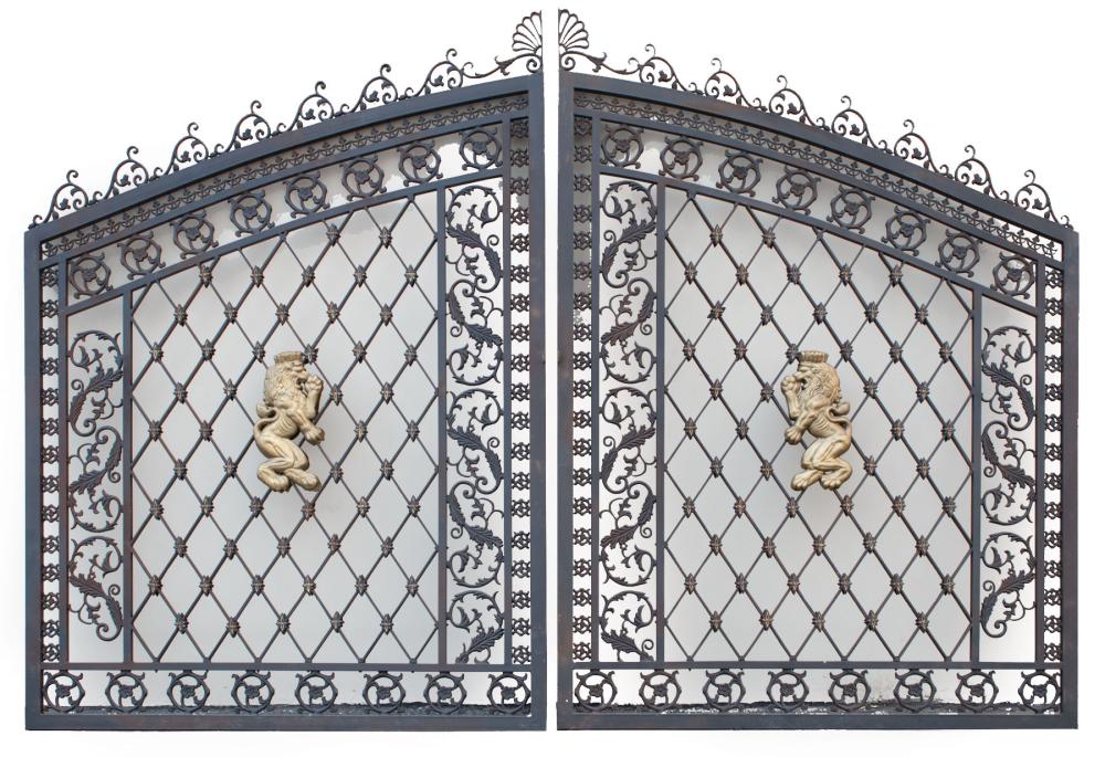 Appraisal: Pair of Large Napoleon III-Style Cast Iron Gates arched form