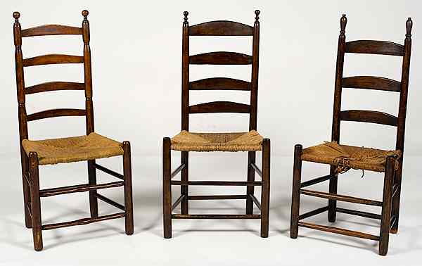 Appraisal: English Ladderback Chairs English th century an assembled group of