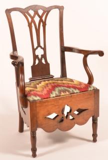 Appraisal: PA Chippendale Walnut Armchair Potty Chair Pennsylvania Chippendale Walnut Armchair