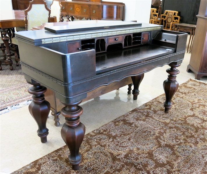 Appraisal: DARK MAHOGANY SPINET DESK H E Shaw Furniture Co Grand