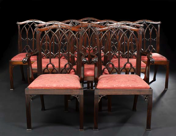 Appraisal: Suite of Ten George III-Style Mahogany Dining Chairs in the