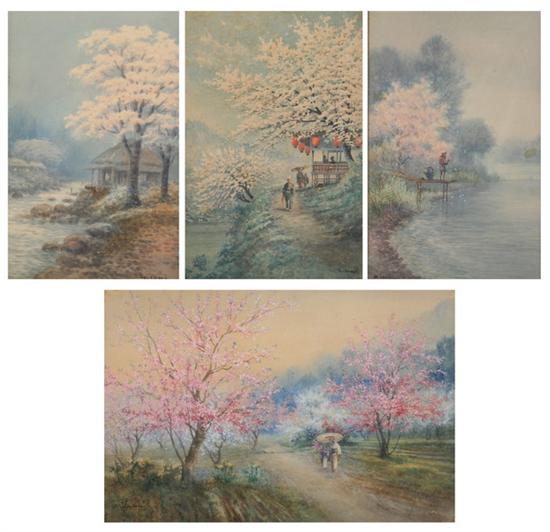 Appraisal: S ISHIDA Japanese died circa CHERRY BLOSSOM ink and color