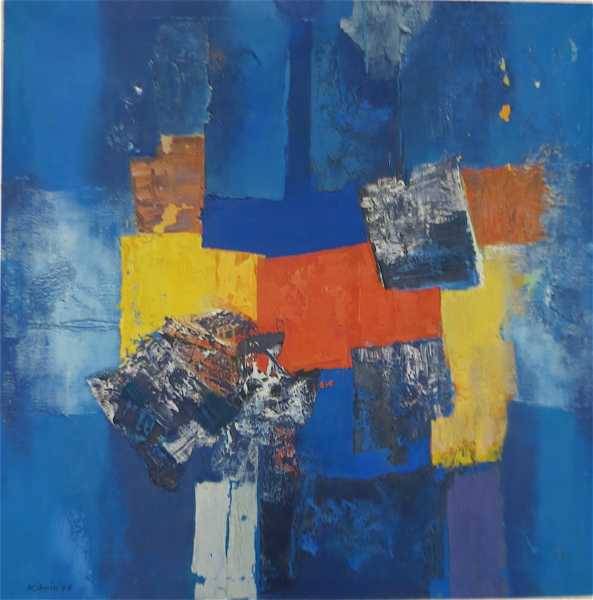 Appraisal: MOHAMMAD KIBRIA OIL ON CANVAS Bangladesh - Red Yellow Blue