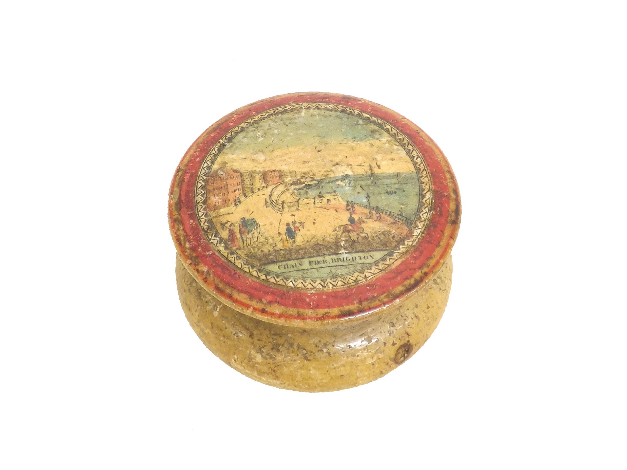 Appraisal: Mauchline ware related - early circular box decorated with a