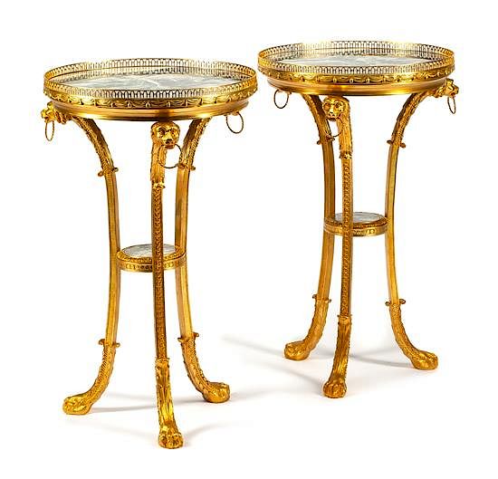 Appraisal: A Pair of Regence Style Gilt Bronze and Marble Tables