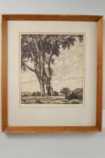 Appraisal: Luigi Lucioni Hill Top Elms Etching Luigi Lucioni American -