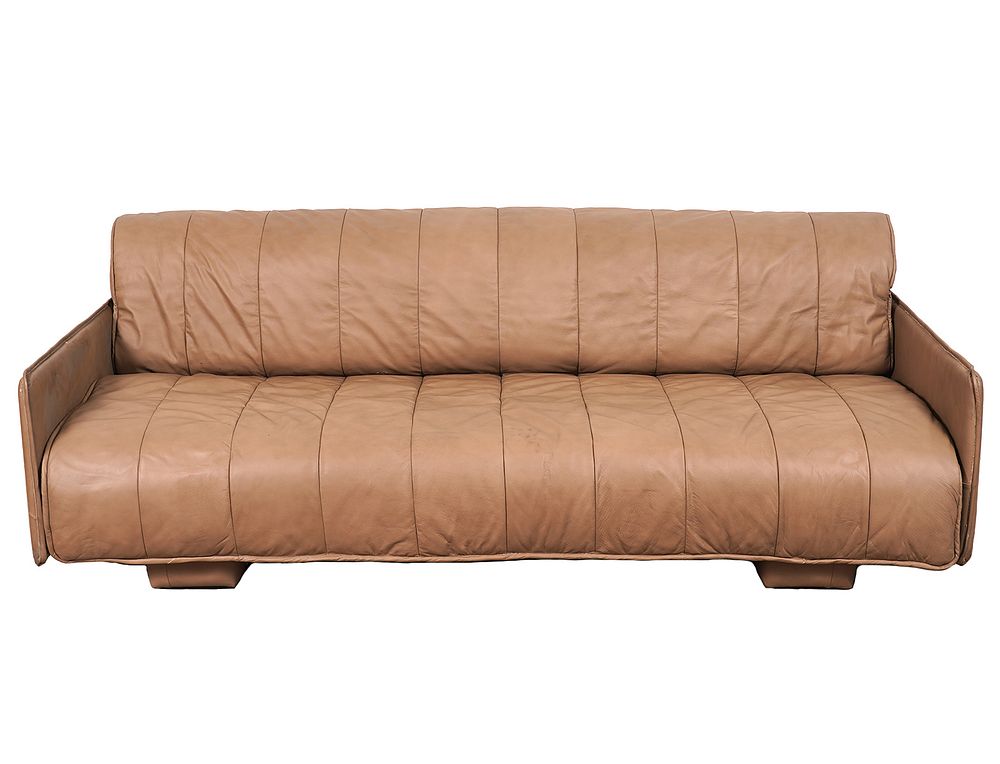 Appraisal: DeSede Sofa Bed in Caramel Leather DeSede sofa bed known