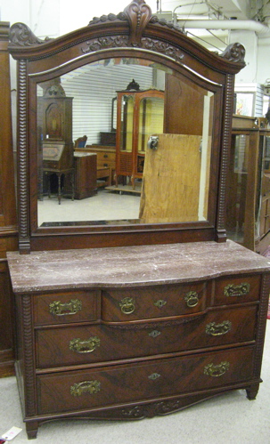 Appraisal: VICTORIAN WALNUT AND BURL WALNUT DRESSER WITH ATTACHED TILT MIRROR