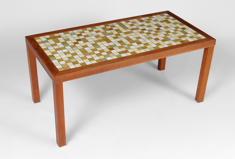 Appraisal: TEAK GORDON JANE MARTZ MARSHALL STUDIOS TILE TOP TABLE Coffee