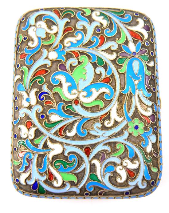 Appraisal: RUSSIAN SILVER Russian enameled card case oblong with hinged lid